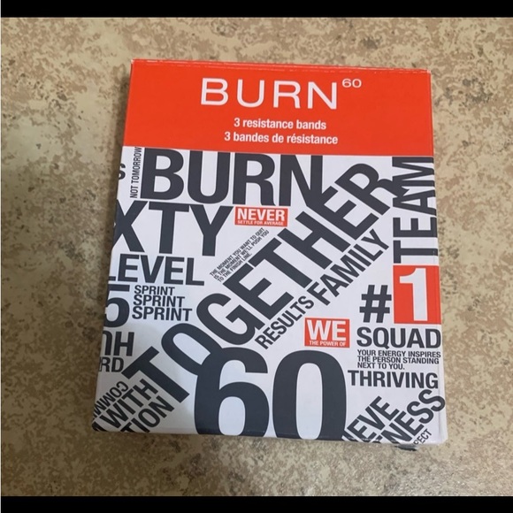 New! Burn 60 Set of 3 Resistance Bands, New in Box Exercise Training - Picture 1 of 6